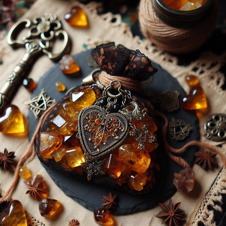 amber love spell mojo bag
