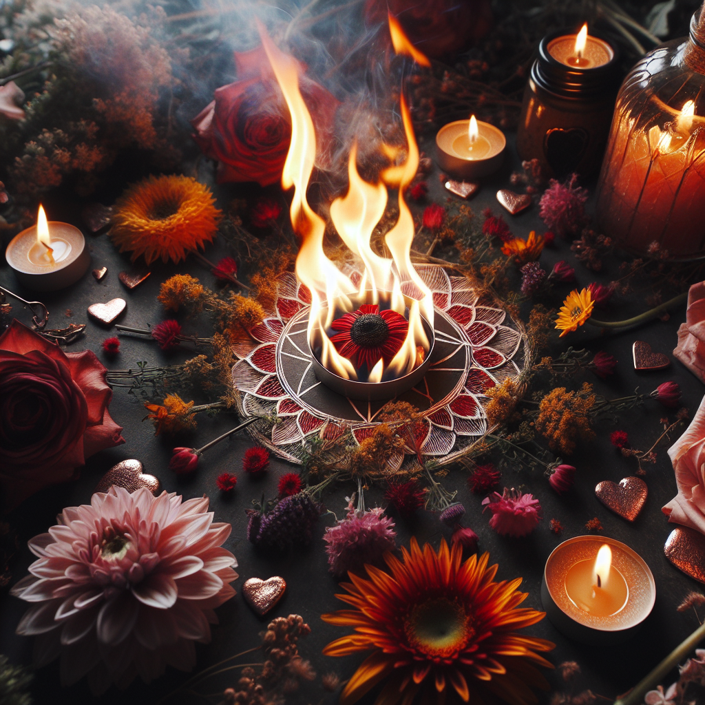 fire flowers wiccan love spell