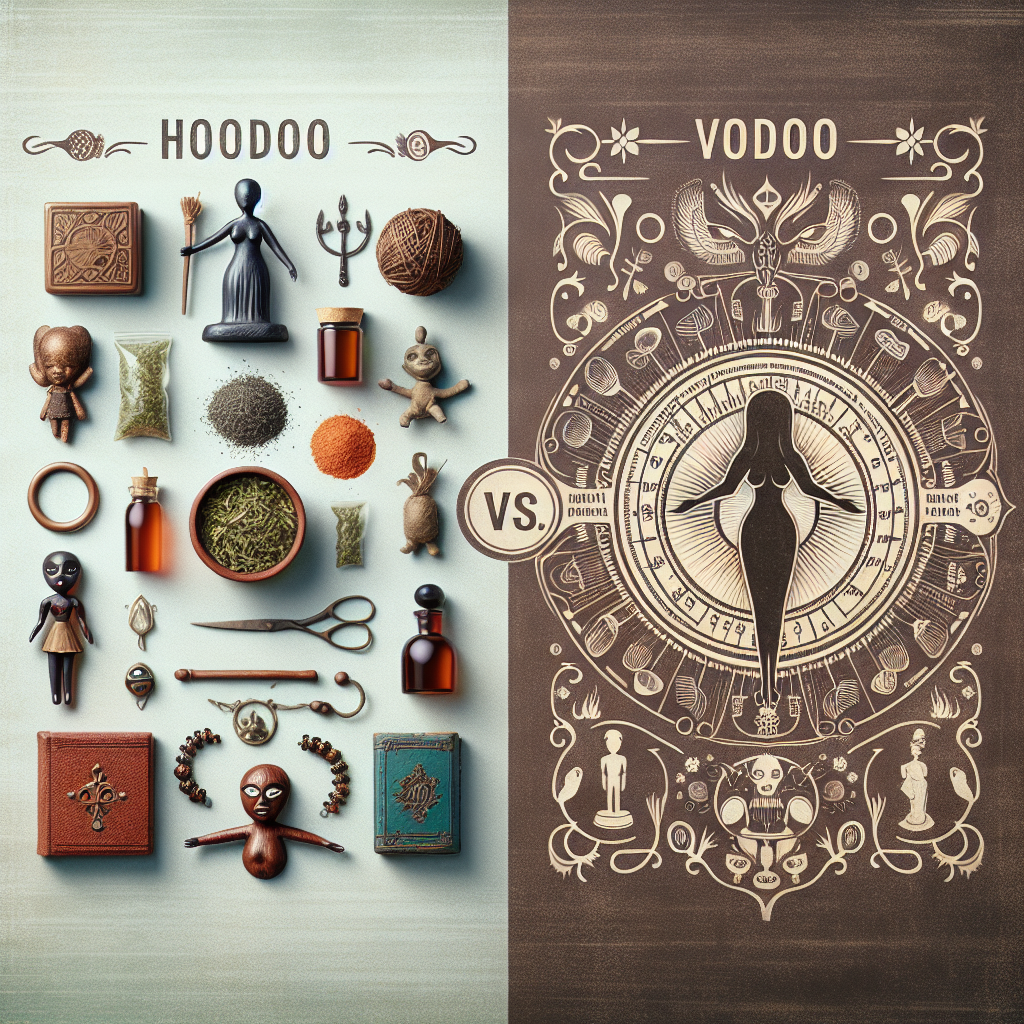 Hoodoo vs Voodoo, spiritual practices, magical differences, folk magic, spiritual contrasts