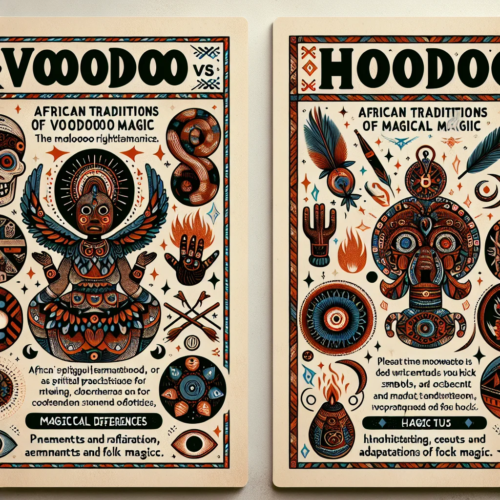 Voodoo vs Hoodoo, spiritual practices, magical differences, African traditions, folk magic