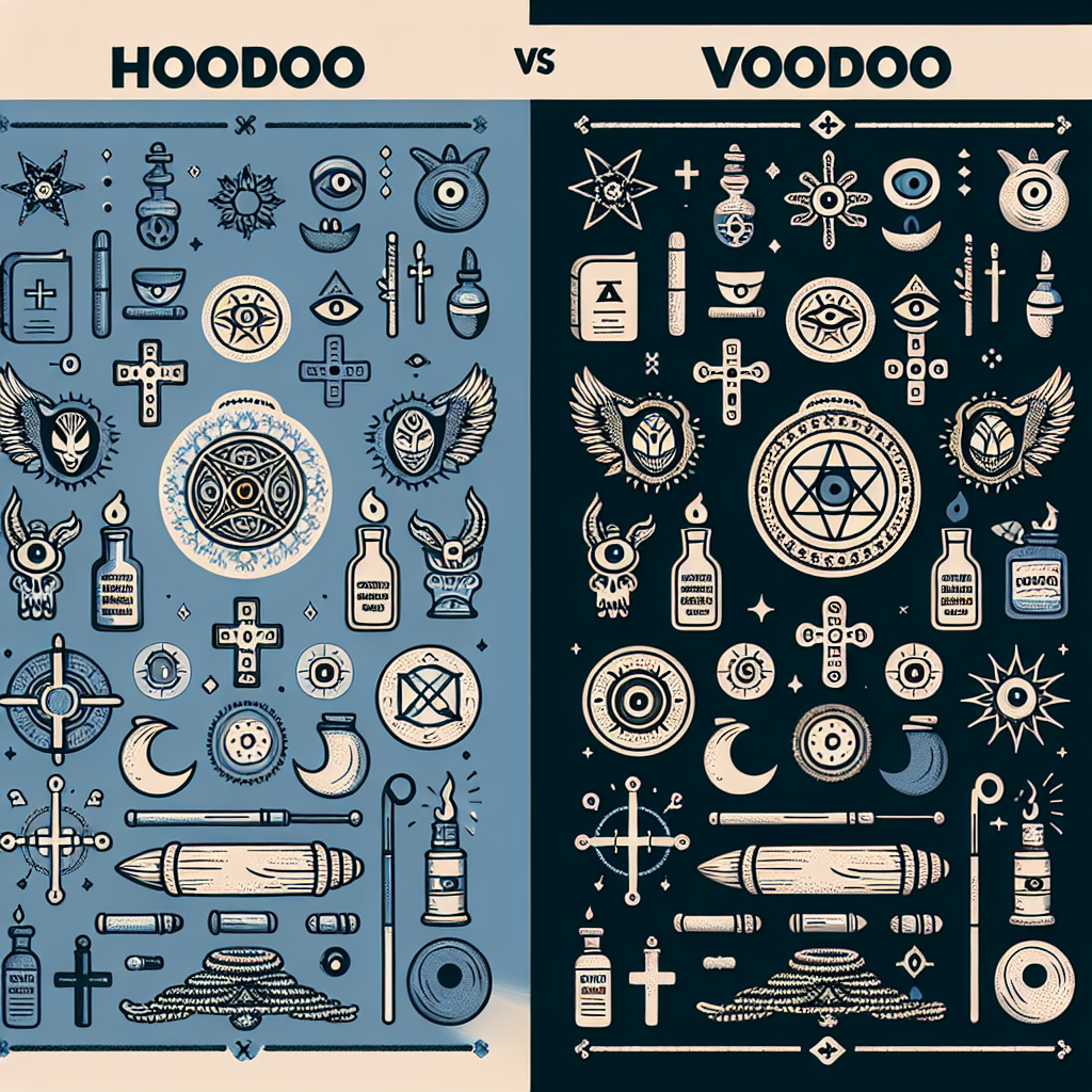 Hoodoo vs Voodoo, spiritual practices, magical differences, folk magic, spiritual contrasts