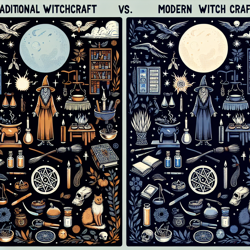 traditional witchcraft, modern witchcraft, spiritual practices, magical beliefs, witchcraft contrasts