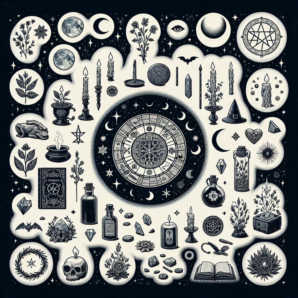 Witch and pagan tools, magical instruments, ritual supplies, spellwork essentials, altar tools
