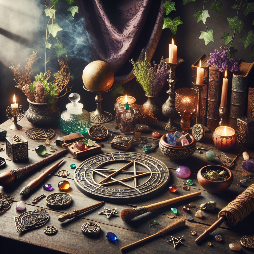 Wiccan tools, magical instruments, spellwork essentials, Wicca magick, ritual supplies