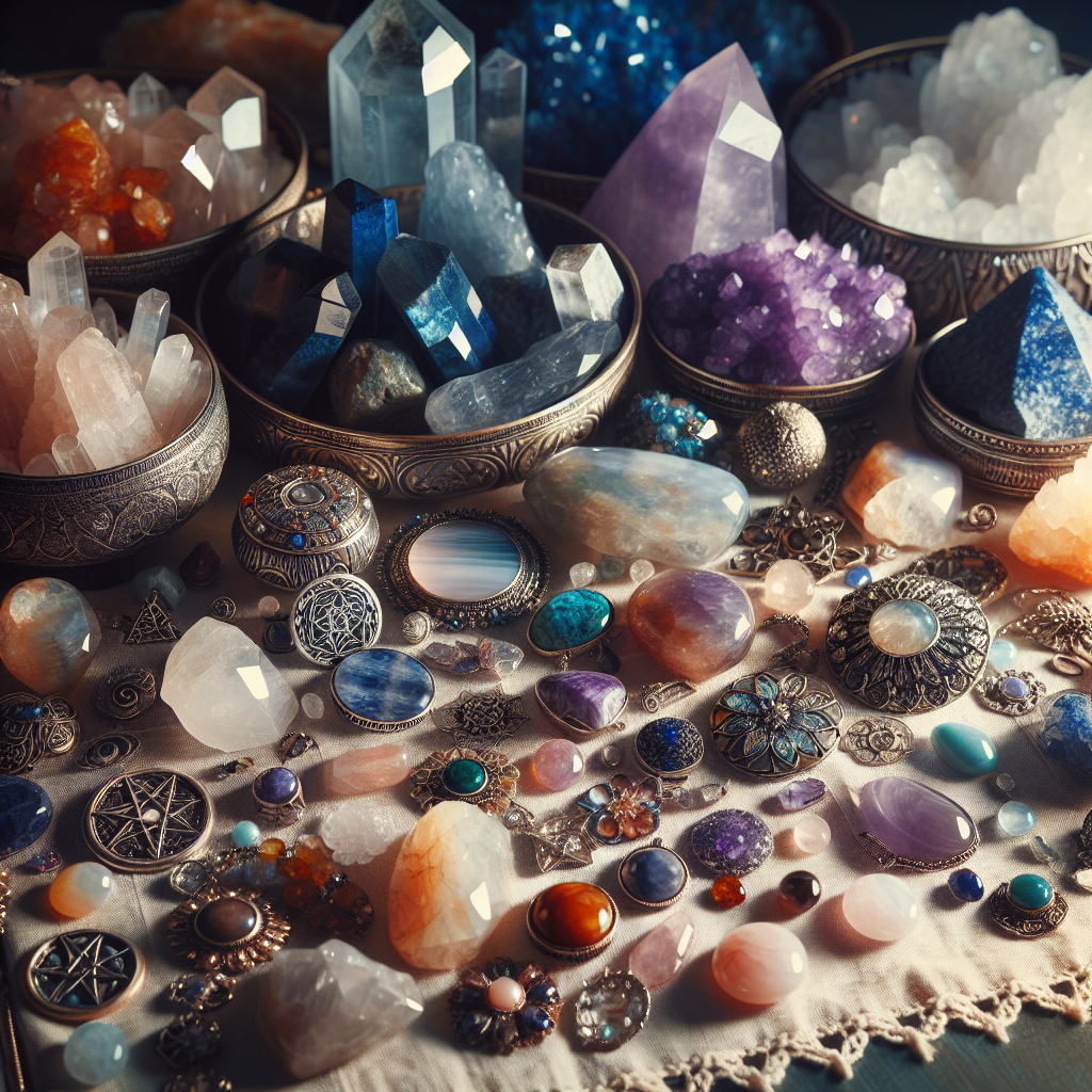 Witchcraft crystals, Wiccan stones, magical gems, crystal healing, witch stones