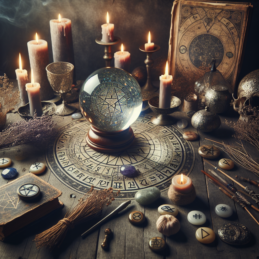 Pagan divination, spiritual tools, witchcraft predictions, magical practices, ancient rituals