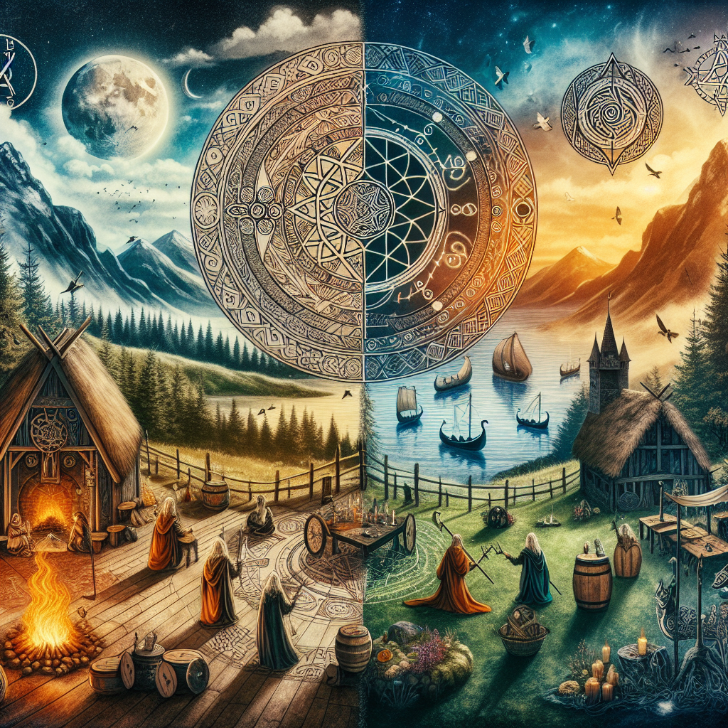 Norse vs. Celtic, spiritual comparison, cultural differences, magickal practices, pagan paths