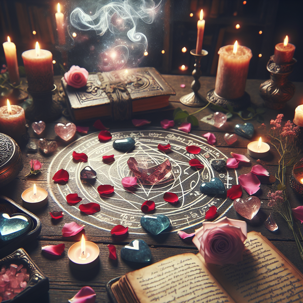 Love spells, attraction magic, romantic rituals, relationship witchcraft, spiritual magic