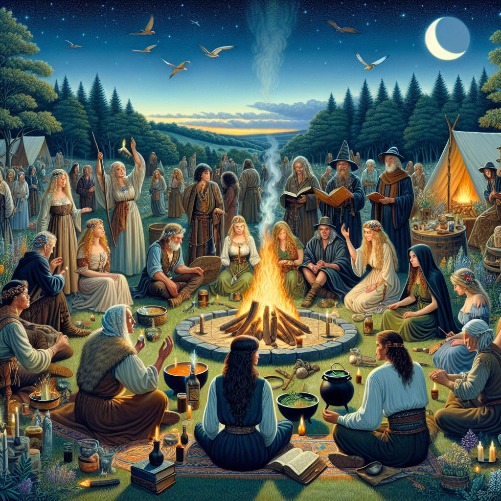 Common pagan rituals, witchcraft practices, magical ceremonies, shared traditions, spiritual routines