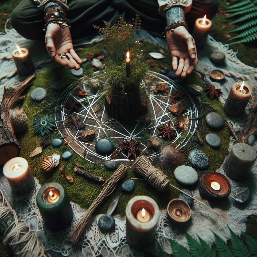 Nature magick, spiritual harnessing, natural power, elemental rituals, earth-based practices