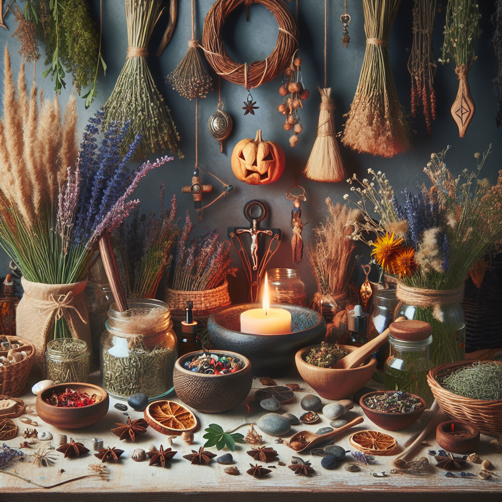 Pagan herbs, witchcraft plants, sacred ingredients, spiritual spellcraft, natural magick