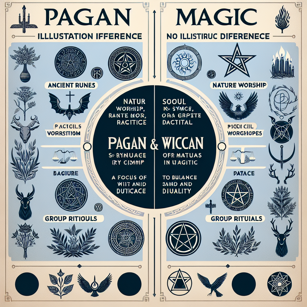 Pagan magick, Wiccan differences, spiritual paths, magickal practices, ritual comparison