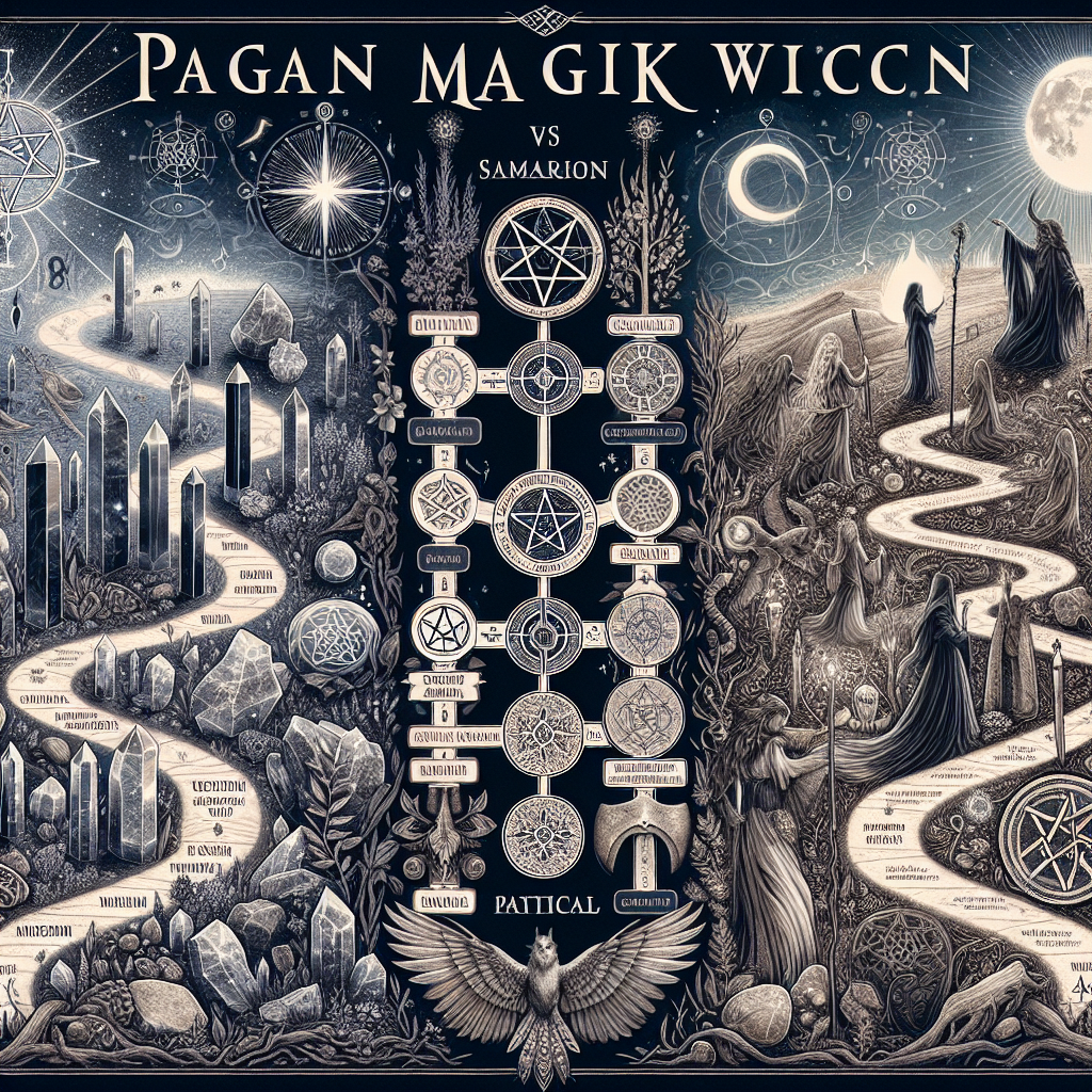 Pagan magick, Wiccan differences, spiritual paths, magickal practices, ritual comparison