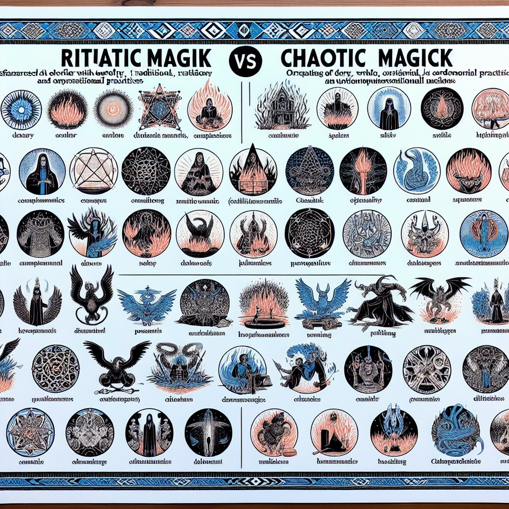 Ritual vs. chaos magick, magical differences, spiritual paths, comparative magick, spell comparison