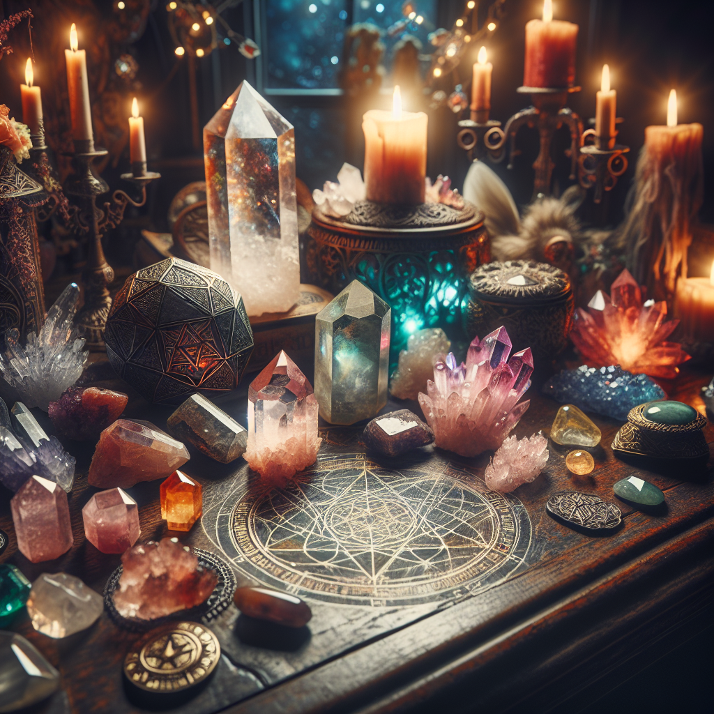 Witchcraft crystals, spiritual stones, magical gems, crystal magic, sacred stones