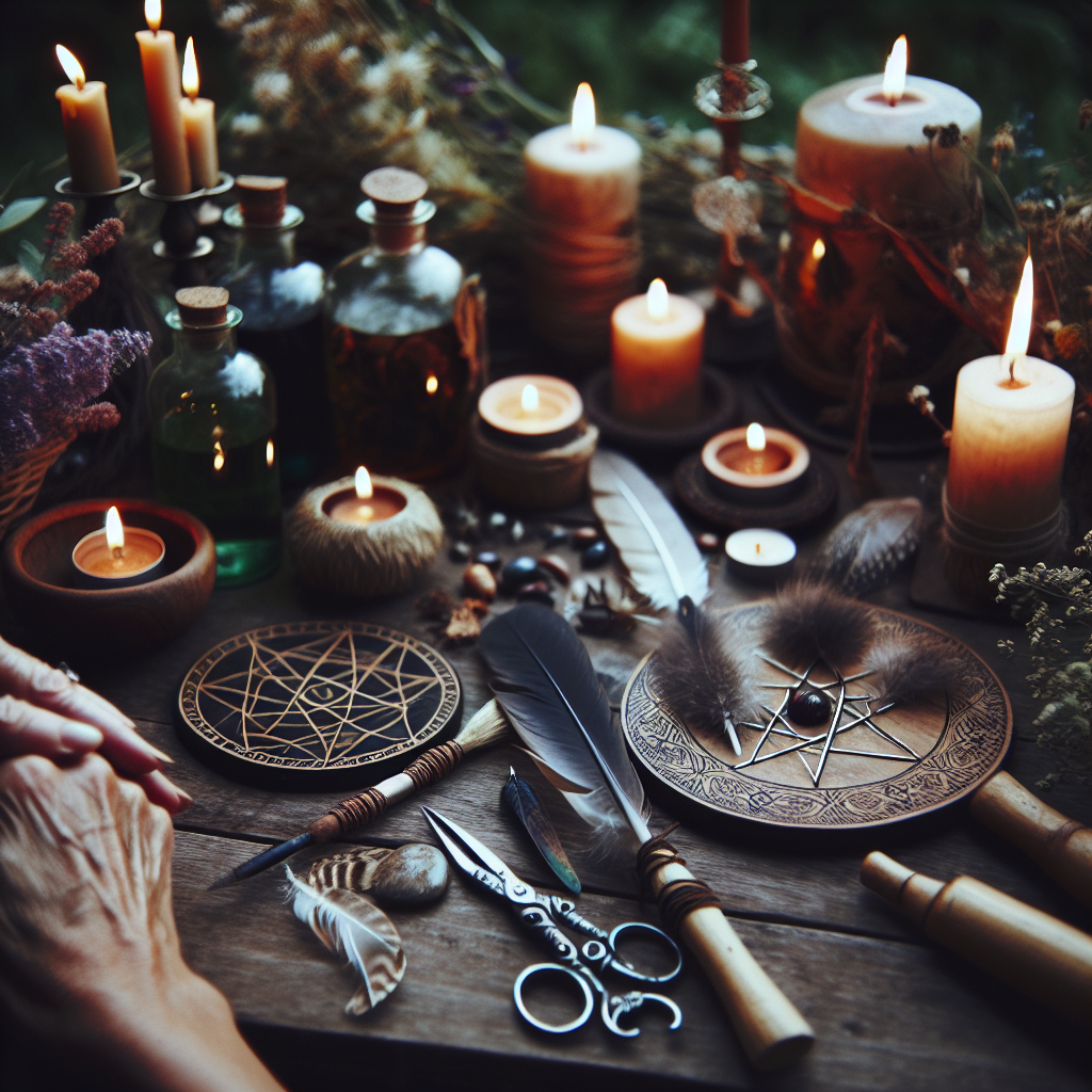 Pagan and witch rituals, shared practices, Wiccan spells, magical ceremonies, spiritual tools