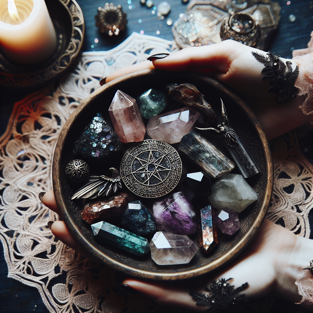 Witchcraft crystals, spiritual stones, magical gems, crystal magic, sacred stones