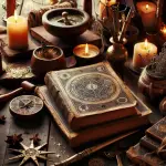 Ancient pagan books, magical teachings, spiritual readings, sacred texts, cultural rituals