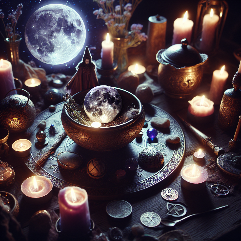 Full moon rituals, Wiccan-pagan practices, spiritual celebrations, lunar magick, ritual synergy