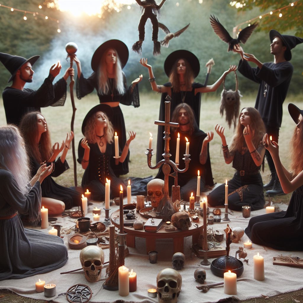 Group practices, pagan rituals, witchcraft gatherings, magical communities, spiritual traditions