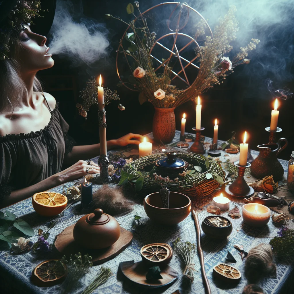 Witchcraft in paganism, spiritual rituals, magickal practices, Wiccan integration, ritual harmony