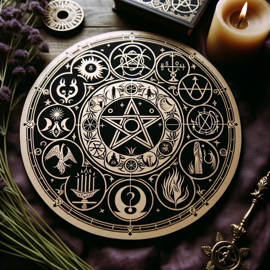 Witchcraft symbols, magical emblems, spiritual signs, witchcraft iconography, sacred symbols