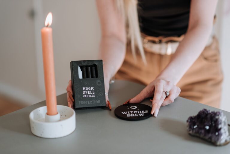 A calm, atmospheric scene evoking 5 easy protection spells every beginner witch should learn.