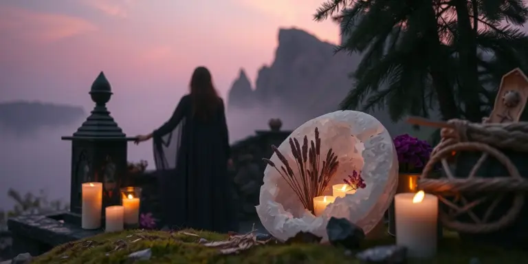 Witchcraft For Beginners: Your Intuitive Spell & Moon Tracker — illustrated scene for Featured: Witchcraft For Beginners: Your Intuitive Spell & Moon